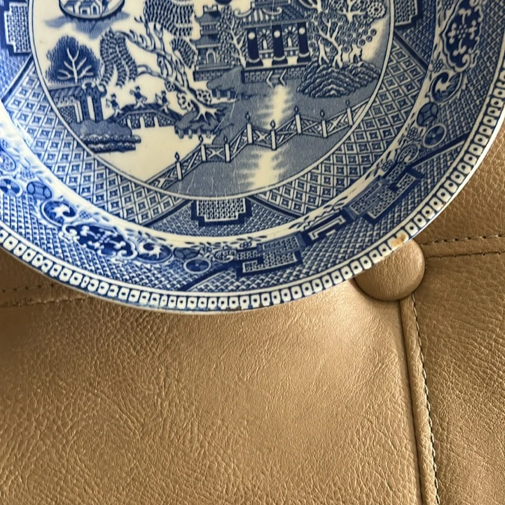 19th century blue Willoware Myott son& co England willow 7 inch Soup Bowl - Picture 3 of 8